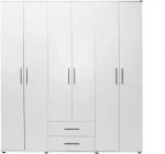 Ντουλάπα white Εξάφυλλη λευκό 206x213x52cm