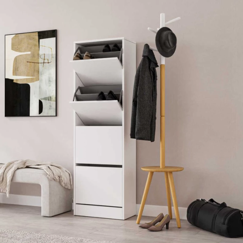Παπουτσοθήκη Flat Λευκό 51x157x26 cm
