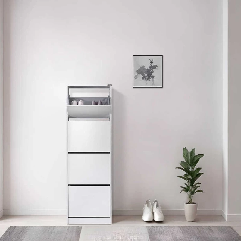 Παπουτσοθήκη Flat Λευκό 51x157x26 cm