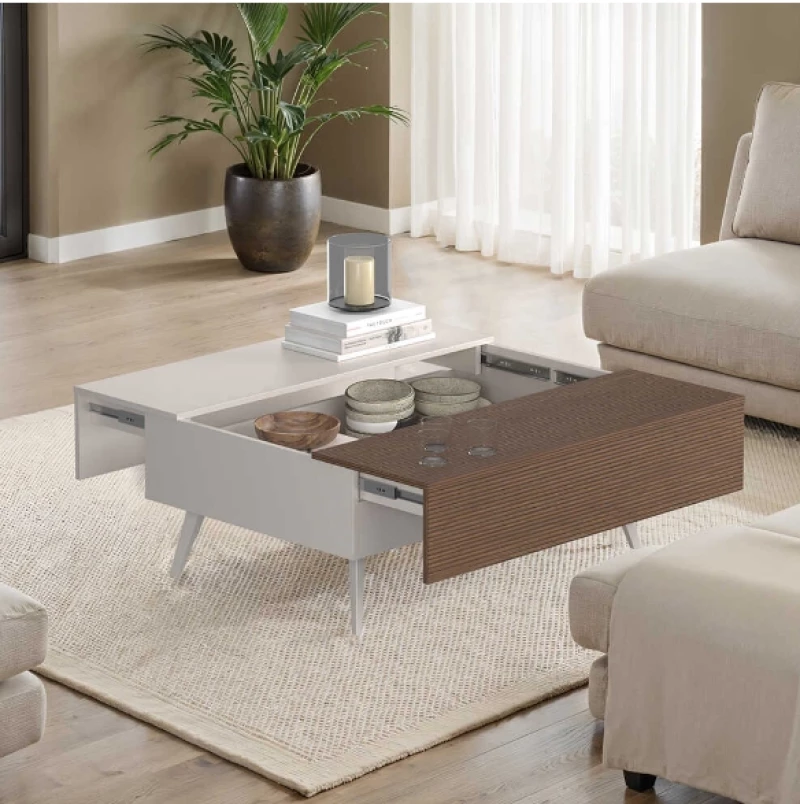 Τραπεζάκι Milano με συρτάρια λευκό Mink 103x44x72cm (ΜxΥxΠ)