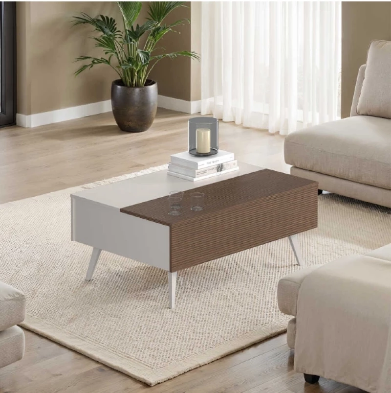 Τραπεζάκι Milano με συρτάρια λευκό Mink 103x44x72cm (ΜxΥxΠ)