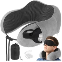 Xtrobb Σετ Ταξιδιού 4-σε-1 με Μαξιλάρι Λαιμού 3D, Μάσκα Ύπνου και Ωτοασπίδες 26087