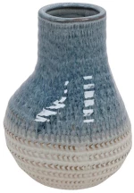 Βάζο κεραμικό μπλε/εκρού 17,6x24,8cm