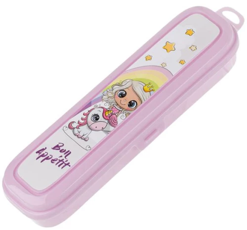 Θήκη για Μαχαιροπίρουνα Ροζ Πριγκίπισσα με Μονόκερο 23.5x4.5x6cm