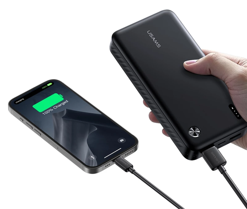 USAMS power bank CD254, 2x θύρες εξόδου, 20000mAh, 10W, λευκό