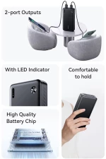 USAMS power bank CD254, 2x θύρες εξόδου, 20000mAh, 10W, λευκό