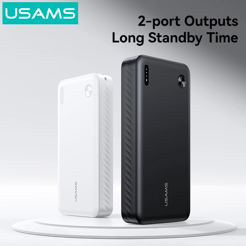 USAMS power bank CD254, 2x θύρες εξόδου, 20000mAh, 10W, λευκό