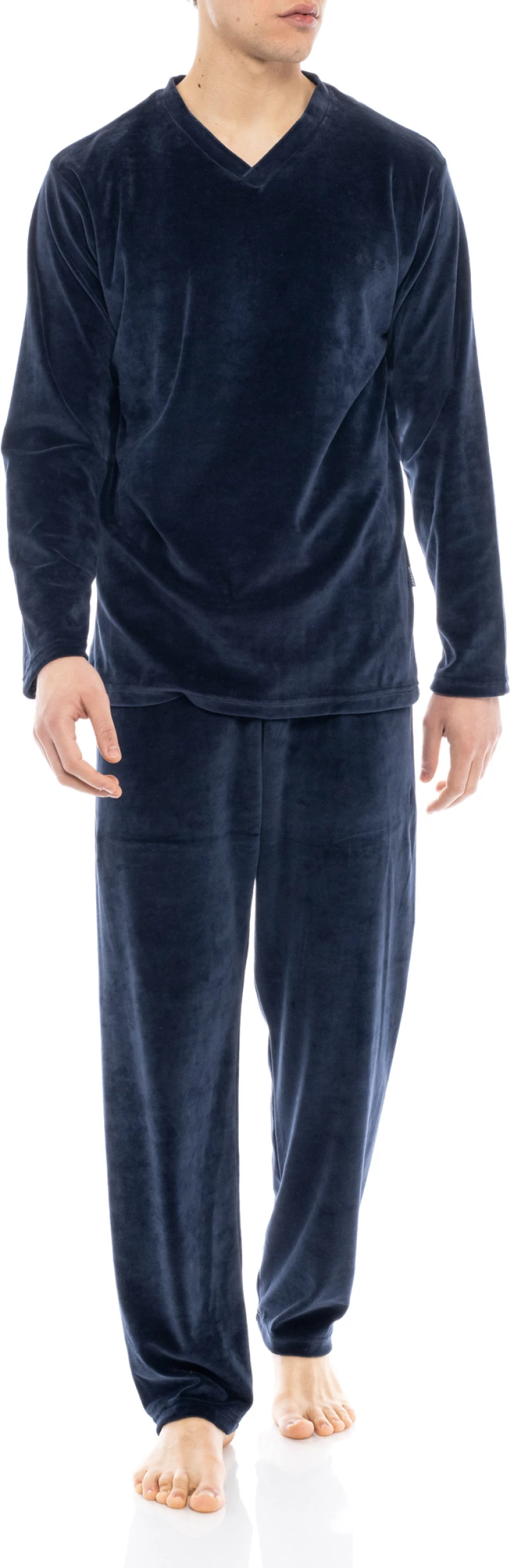 Ανδρική πυτζάμα ULISSE  - Yacht Blue Βελόυδο - V-Neck - Regular Fit - Cotton
