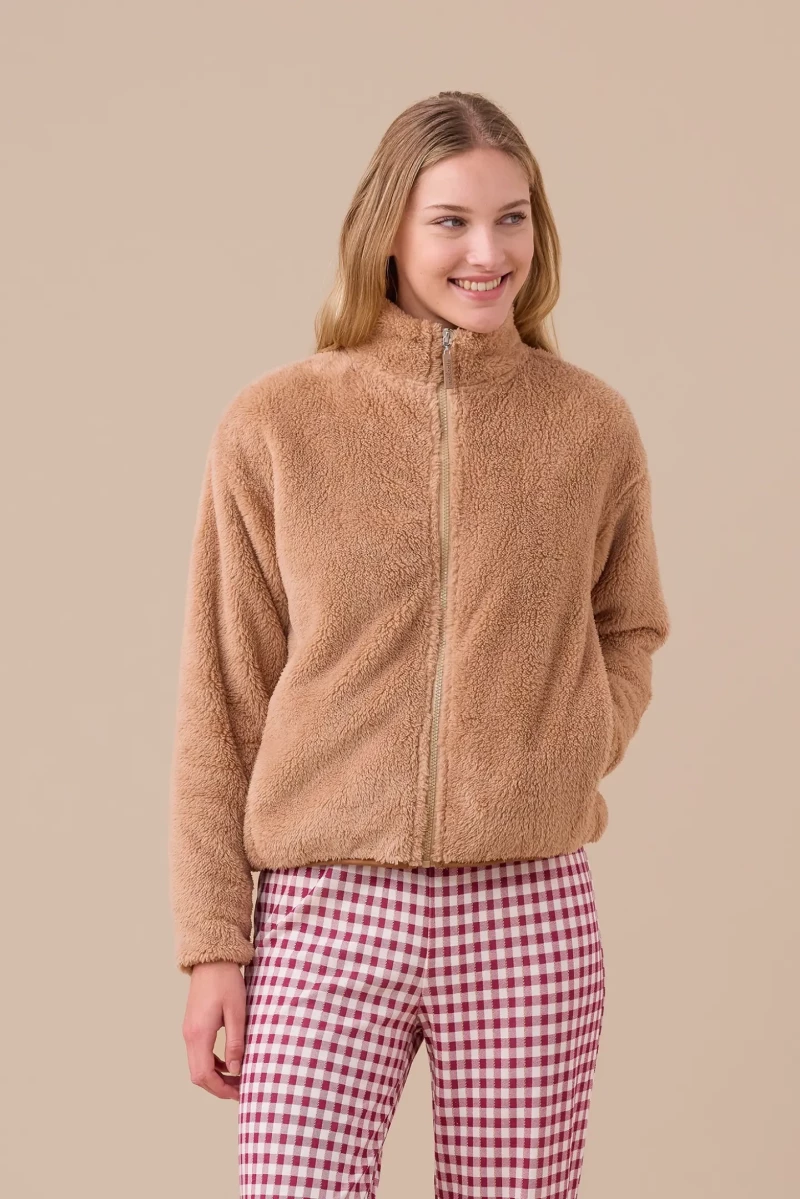 Γυναικεία Ζακέτα Noidinotte - Μπέζ - Λούτρινη - Polyester - Regular Fit
