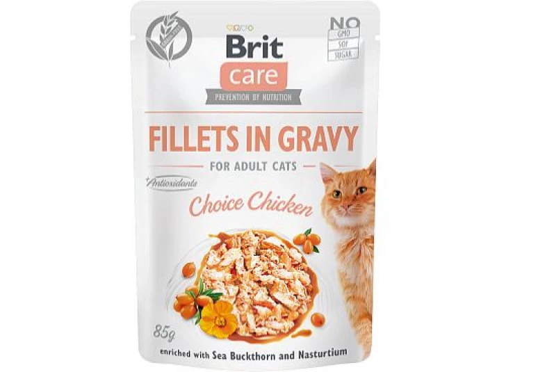 BRIT CARE Pouches Fillets In Gravy 85gr Turkey for Sterilized Cats
