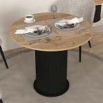 Τραπέζι Bohema  χρώμα μαύρο - sepet oak Ø90x77,7εκ.