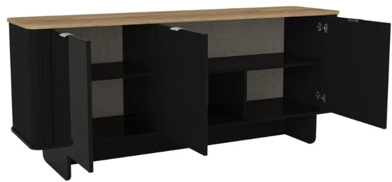 Μπουφές Bohema  χρώμα μαύρο - sepet oak 180x47x76,6εκ.