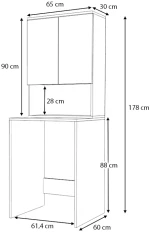 Έπιπλο πλυντηρίου Cozen  χρώμα καρυδί 65x60x178εκ.