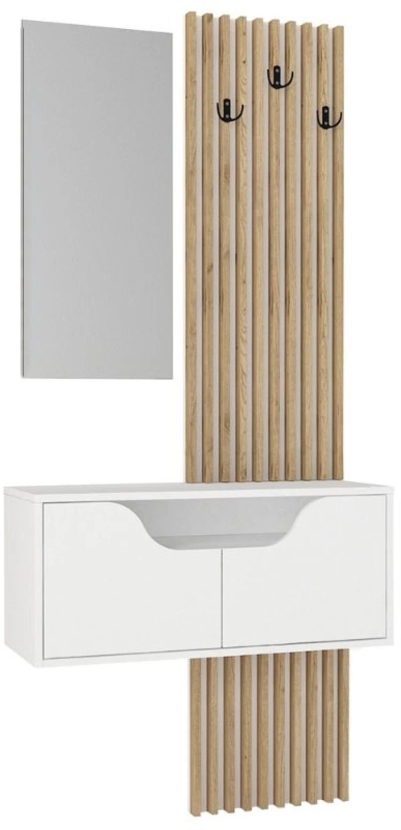 Έπιπλο εισόδου Naro  χρώμα λευκό - sepet oak 90x35x204,2εκ.