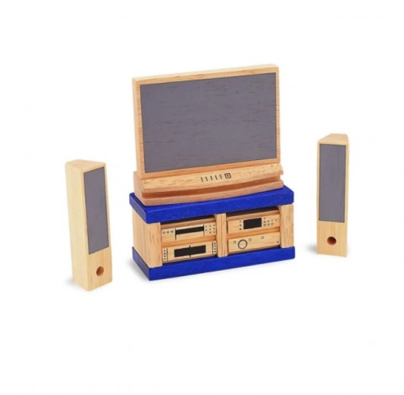 Pin Toys ξύλινη μινιατούρα αξεσουάρ κουκλόσπιτου home theater