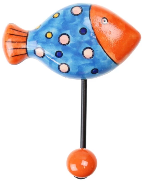 Γάντζος κεραμικός Ψάρι 10x13εκ.- Φούσκες μπλε