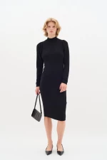 Μαύρο μακρυμάνικο μίντι φόρεμα Giana InWear - Μαύρο