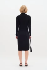 Μαύρο μακρυμάνικο μίντι φόρεμα Giana InWear - Μαύρο