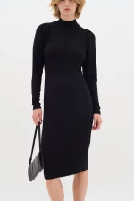 Μαύρο μακρυμάνικο μίντι φόρεμα Giana InWear - Μαύρο