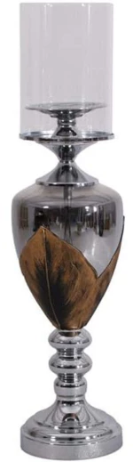 Κηροπήγιο 374-225-660 18x59cm Black-Silver Μέταλλο,Γυαλί