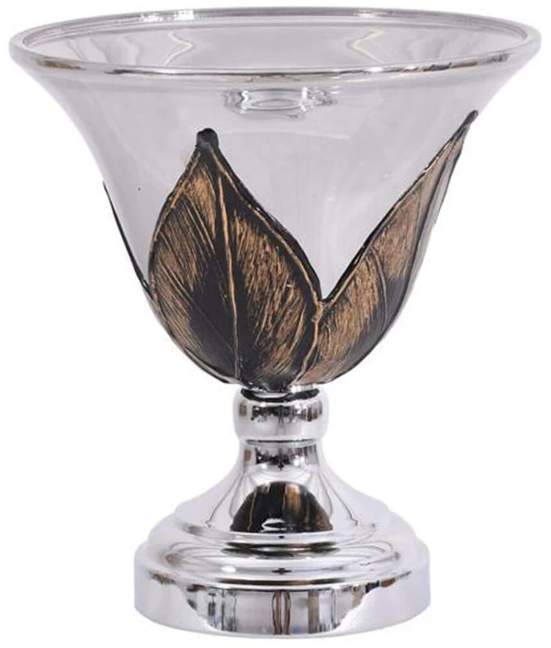 Διακοσμητικό Μπωλ 374-225-663 20x20cm Black-Silver Γυαλί