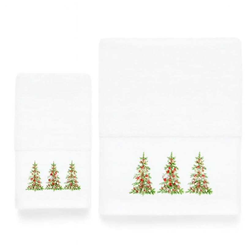 Πετσέτες Χριστουγεννιάτικες Trees (Σετ 2τμχ) White-Green Astron Σετ Πετσέτες 30x50cm