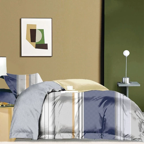 Πάπλωμα Cattle (Σετ 3τμχ) Blue-Grey Ρυθμός Υπέρδιπλo 235x250cm 100% Βαμβακοσατέν