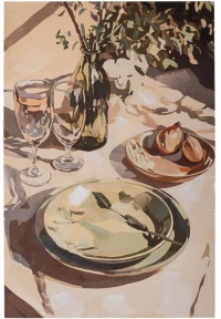 Πίνακας Καμβάς Τραπέζι 92713 80x120cm Multi Κάθετοι Καμβάς