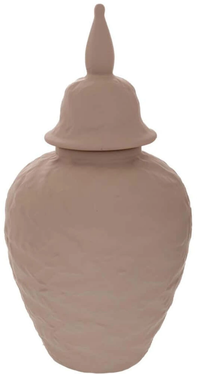 Βάζο Με Καπάκι 91512 17x32cm Light Brown Κεραμικό