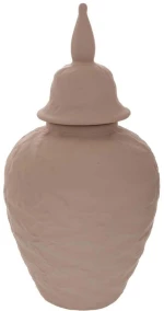 Βάζο Με Καπάκι 91512 17x32cm Light Brown Κεραμικό