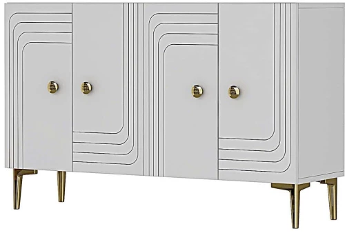 Μπουφές Lessi 555CHM1358 120x32x75cm White-Gold Μοριοσανίδα, Μελαμίνη