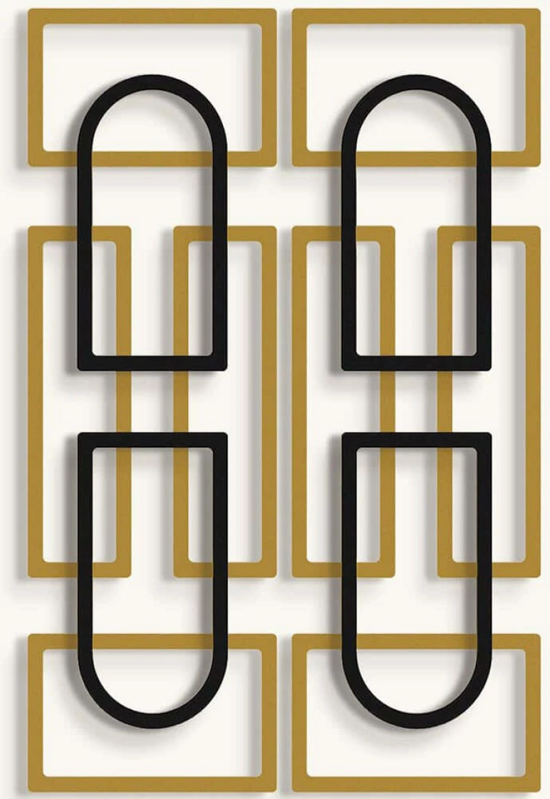 Διακοσμητικό Τοίχου Echo Forms (Σετ 2Τμχ) 507ATP1276 24x74cm Gold-Black Wallity Ατσάλι