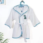 Μπουρνούζι Παιδικό Με Κέντημα Dinosaur 180 02 White-Sky Blue DimCol