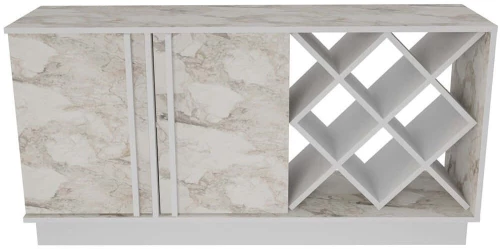 Μπουφές Luna 875ZNA3517 148x40x70cm Marble Effect White Μοριοσανίδα, Μελαμίνη