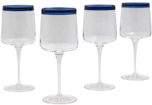 Ποτήρια Κρασιού Verona (Σετ 4Τμχ) 127RKL1195 7,9x7,9x20cm 320ml Clear-Blue Hermia Γυαλί
