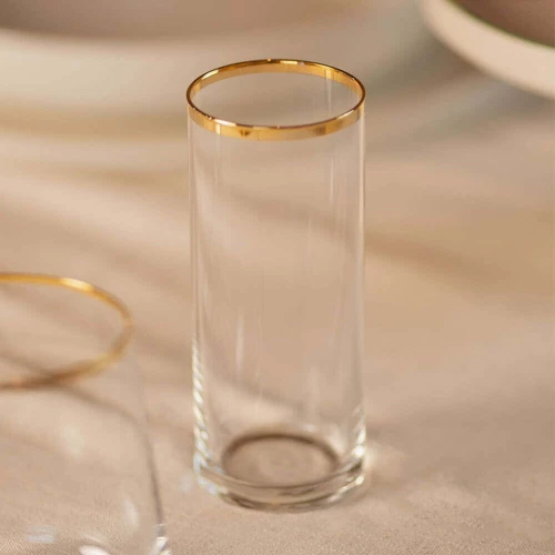 Ποτήρια Ούζου Avantgarde (Σετ 4Τμχ) 127RKL1115 5x5x13cm 195ml Gold-Clear Hermia Γυαλί