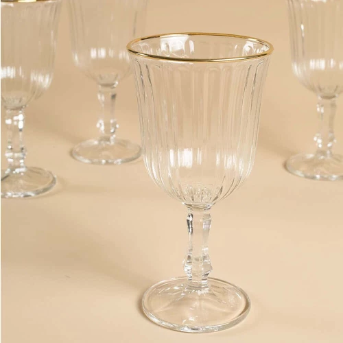 Ποτήρια Κρασιού Splendid (Σετ 4Τμχ) 127RKL1190 8,2x8,2x15,9cm 240ml Clear-Gold Hermia Γυαλί