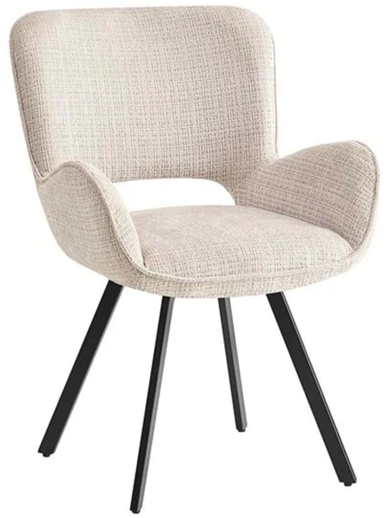 Πολυθρόνα Περιστρεφόμενη Veta ΕΜ7918,1 58x58x84cm Beige-Black Μέταλλο,Ύφασμα