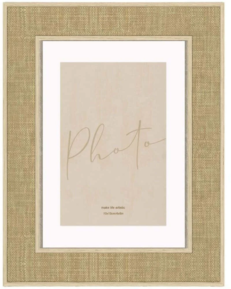 Κορνίζα Lino 033351 10x15cm Dark Beige-Natural Mdf,Γυαλί