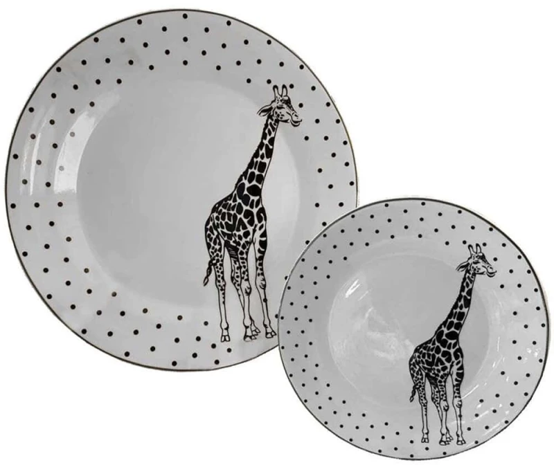 Πιάτα Γλυκού Africa (Σετ 7Τμχ) 028891 30x30x3cm White-Black Bone China
