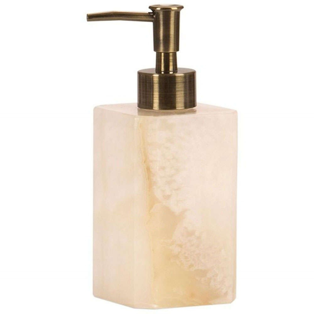 Δοχείο Κρεμοσάπουνου AH-BA24094 7x7x18cm 150ml Marble White-Beige Andrea House Μάρμαρο