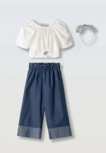 Εβίτα Fashion Παιδικό Σετ Παντελόνα Κιπούρ, Λευκό