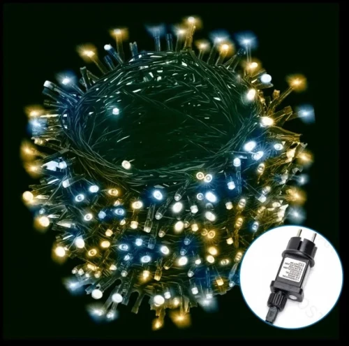 20m Χριστουγεννιάτικα Λαμπάκια Ρεύματος με Πράσινο Καλώδιο με Πολύχρωμο Φωτισμό και 8 Προγράμματα Λειτουργίας