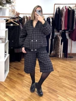 ΒΕΡΜΟΥΔΑ TWEED ΜΕ ΦΟΔΡΑ ΜΑΥΡΗ L9420 LUMINA