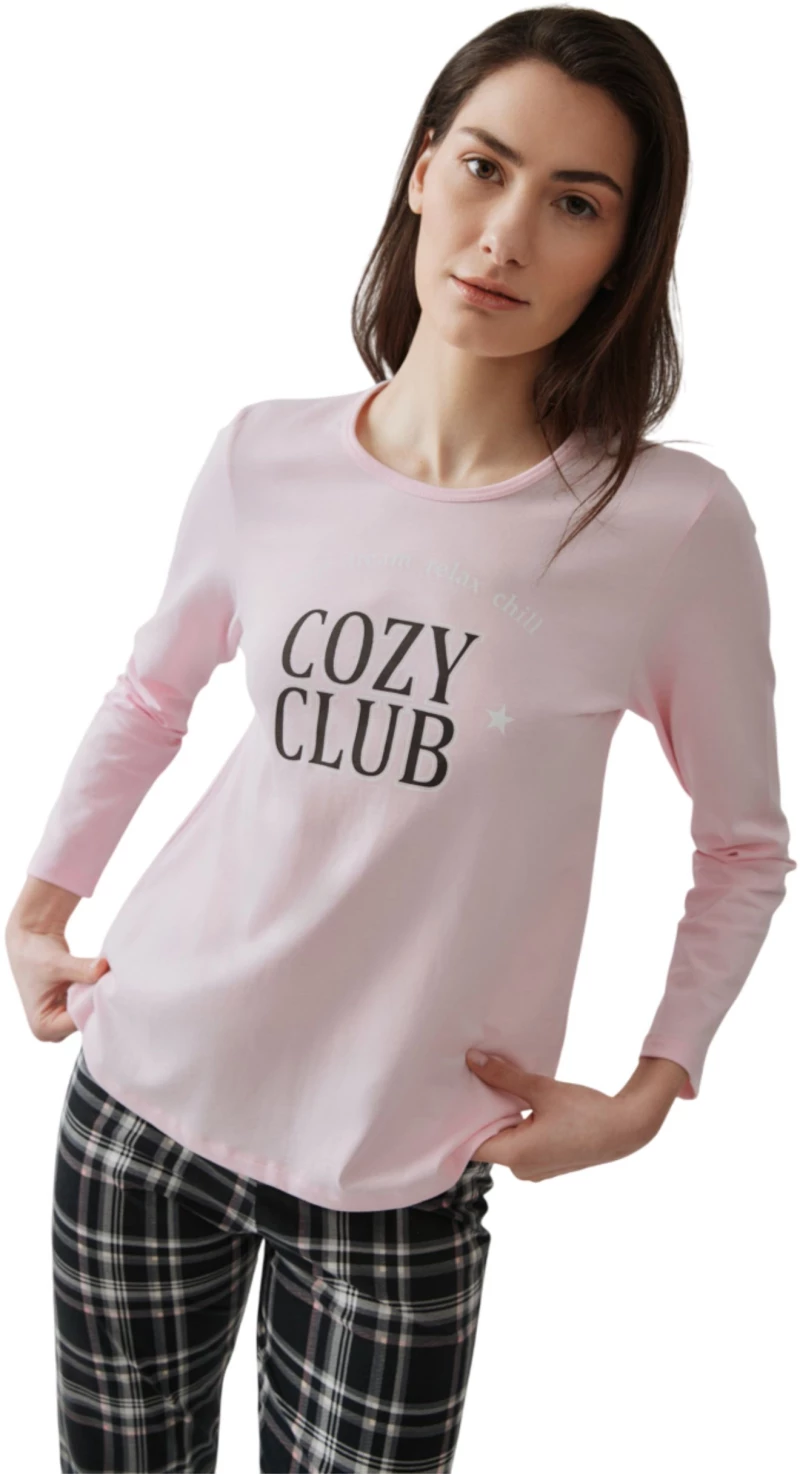 Minerva Γυναικείες Πυτζάμες Cozy Club Ροζ 52601-157
