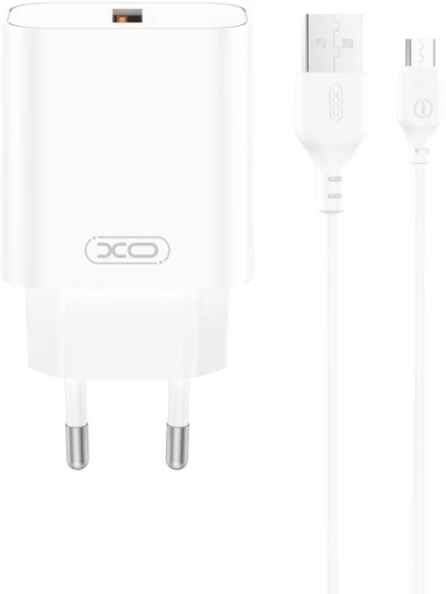 XO wall charger CE33 QC 18W 1x USB white + cable USB-C