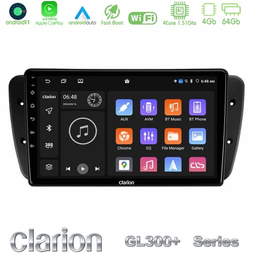 Clarion Gl300+ Series 4core Android11 4+64gb  Seat Ibiza 2008-2012 Navigation Multimedia Tablet 9" u-Gl34-St0499