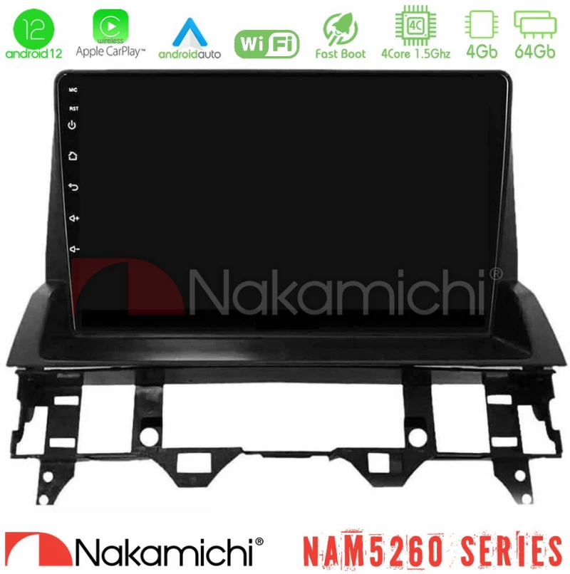 Nakamichi Nam5260 Series 4core Android13 4+64gb Mazda6 2002-2006 Navigation Multimedia Tablet 9" με Carplay & Android Auto u-n44-Mz1213