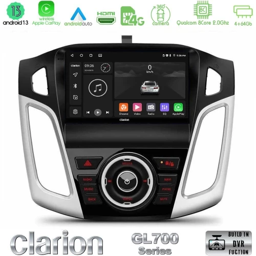 Clarion Gl700 Series 8core Android13 4+64gb Ford Focus 2012-2018 Navigation Multimedia Tablet 9" με Carplay & Android Auto u-gl7-Fd0845