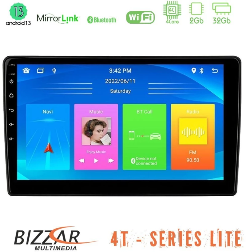 Bizzar 4t Series Toyota Yaris 1999 – 2006 4core Android13 2+32gb Navigation Multimedia Tablet 9" u-lvb-Ty1882